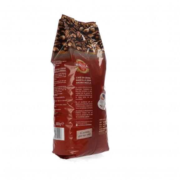Mélange de café en grains naturel et torréfié, 1 kg. Marcilla