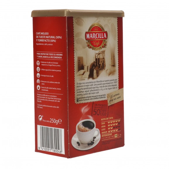 Mélange de café moulu naturel et torréfié, 250 g. Marcilla