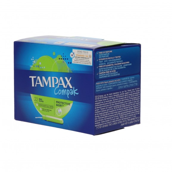 Tampons súper Compak, 22 unitats. Tampax