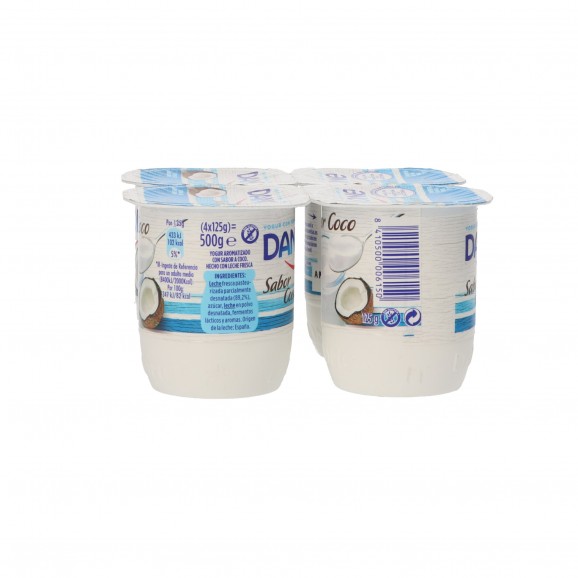 Iogurt amb gust de coco, 4 unitats de 125 g. Danone