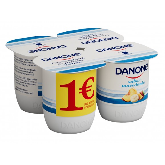 Yogur con sabor a macedonia de fruta, 4 unidades de 125 g. Danone