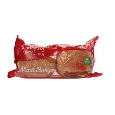 Pain pour hamburger maxi, 4 unités 300 g. Dulcesol