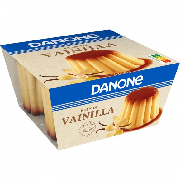 Flan de vainilla Danet, 4 unidades de 100 g. Danone