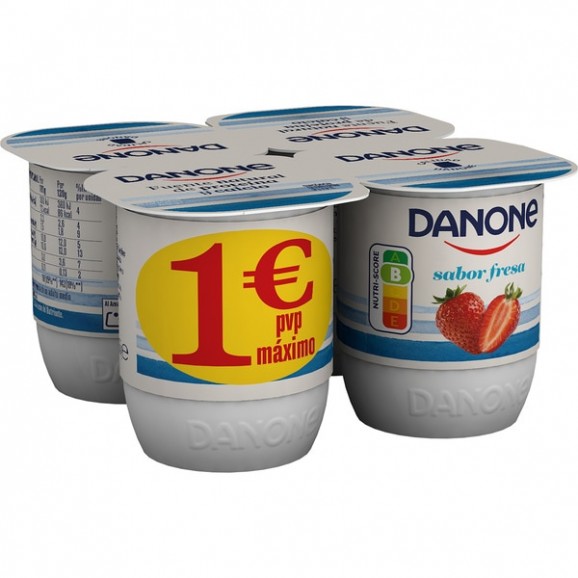 Yogur con sabor a fresa, 4 unidades de 125 g. Danone