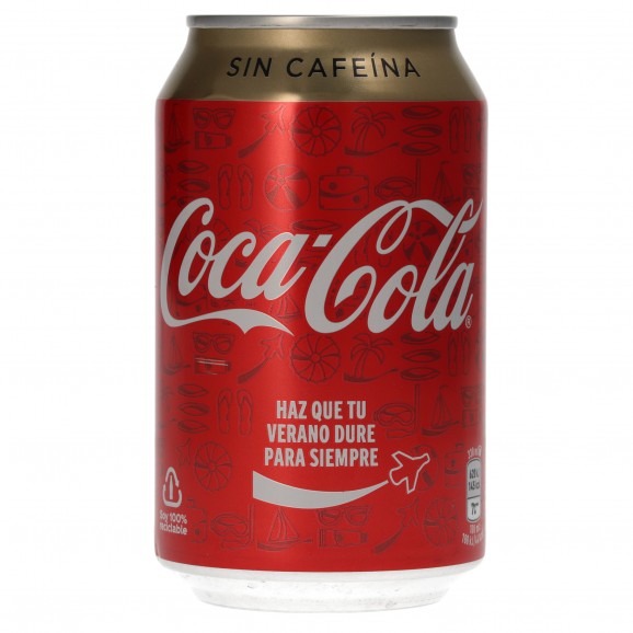 Boisson au cola sans caféine en canette, 33 cl. Coca Cola