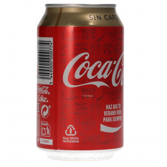 Boisson au cola sans caféine en canette, 33 cl. Coca Cola