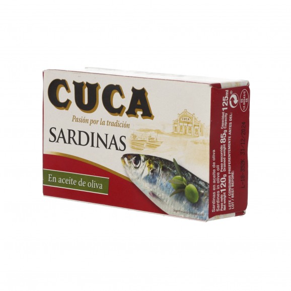 Sardines en oli d'oliva, 85 g. Cuca