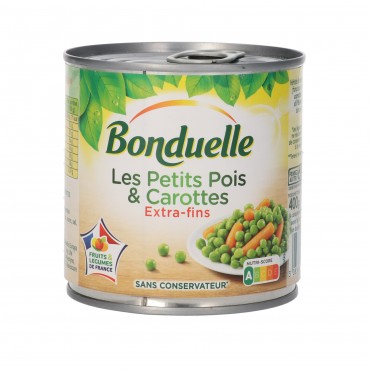 Petits pois extra-fins carottes, 400 g. Bonduelle