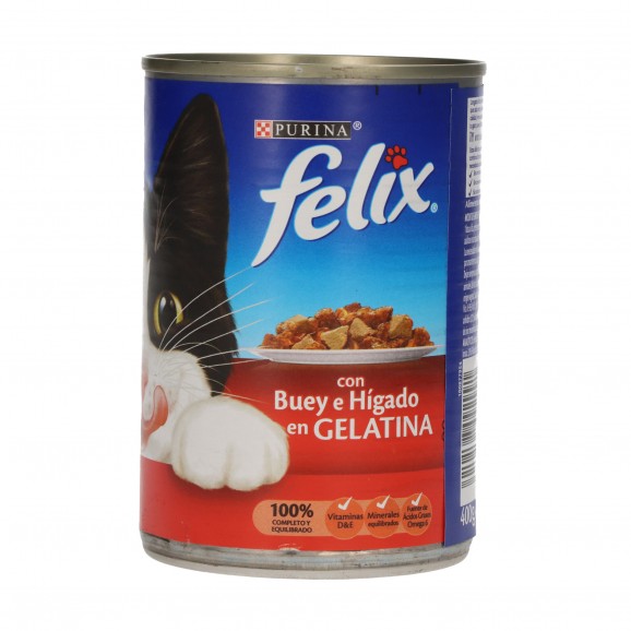 Aliment pour chat au b?uf et foie en gelée, 400 g. Felix