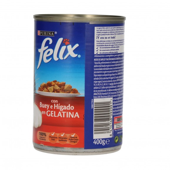 Aliment pour chat au b?uf et foie en gelée, 400 g. Felix