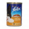 Menjar per a gat de pollastre i gall dindi en gelatina, 400 g. Felix