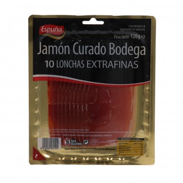 Jamón curado extrafino, 120 g. Espuña
