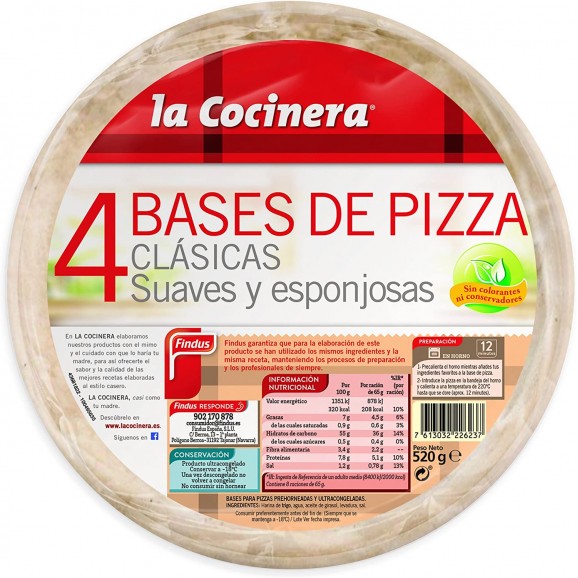 LA COCINERA BASES PIZZA 4X520G