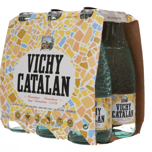 Agua con gas en botella de cristal, 6 unidades de 25 cl. Vichy Catalan