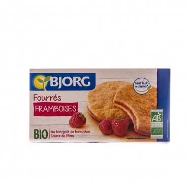 Biscuits fourrés aux framboises, 175 g. Bjorg