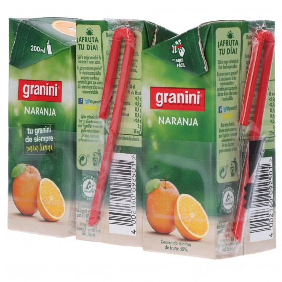 Jus d'orange, 3 unités de 20 cl. Granini