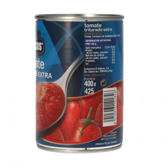 Tomate triturado, 400 g. Cidacos