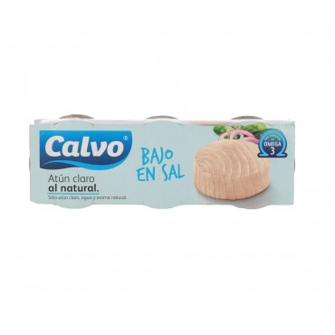 Thon au naturel réduit en sel, 3 unités de 56 g. Calvo