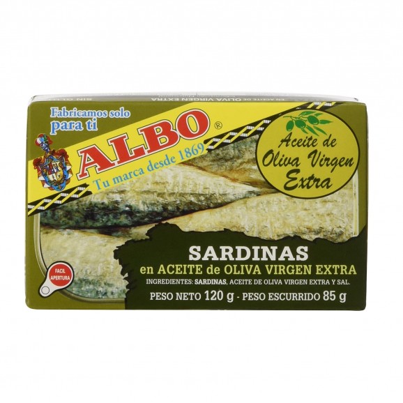 Sardines en oli d'oliva, 120 g. Albo