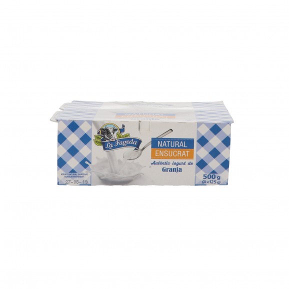 Iogurt natural ensucrat, 4 unitats de 125 g. Fageda
