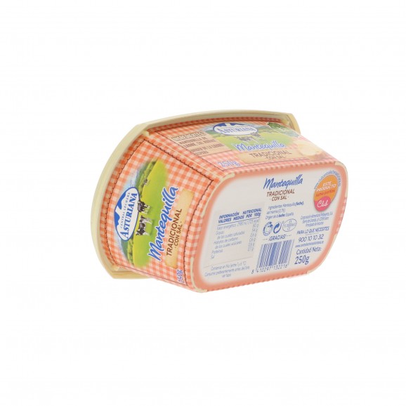 Terrina de mantequilla con sal, 250 g. Central Lechera Asturiana