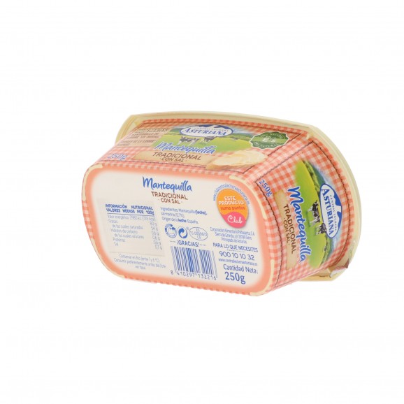 Terrina de mantequilla con sal, 250 g. Central Lechera Asturiana