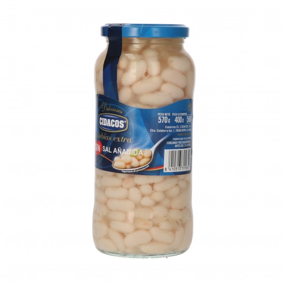 Judías cocidas sin sal, 400 g. Cidacos
