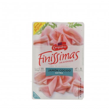 Jamón cocido en lonchas finas Finíssimas, 115 g. Campofrío