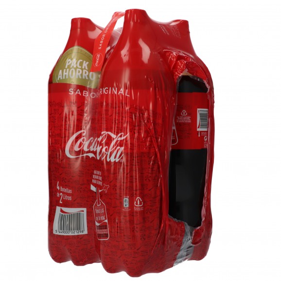 Refresco de cola, 4 unidades de 2 l. Coca Cola