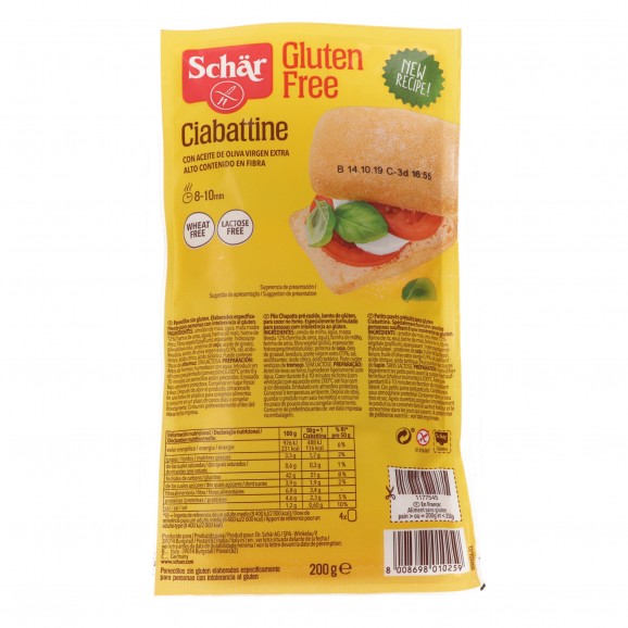 Ciabatta sans gluten, 200 g. Schär