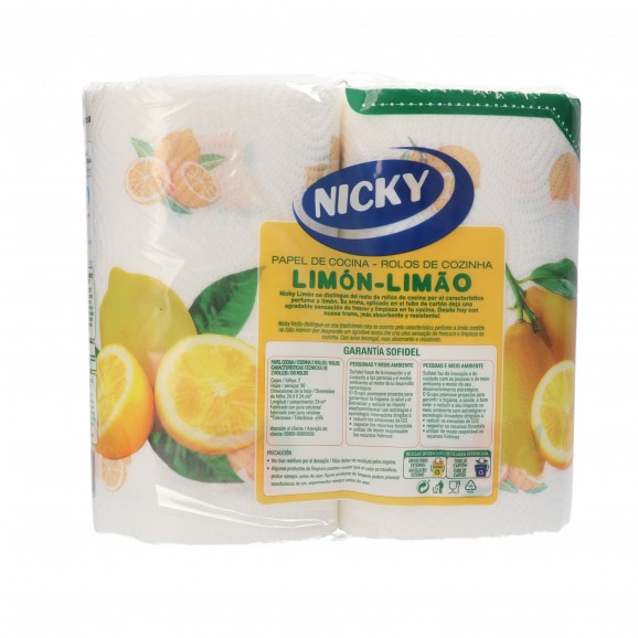 Papel de cocina Maxi edición limones, 2 unidades. Nicky