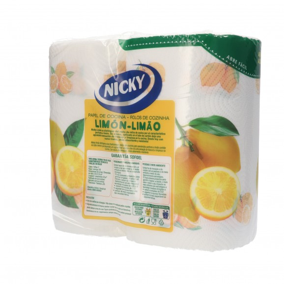 Papel de cocina Maxi edición limones, 2 unidades. Nicky