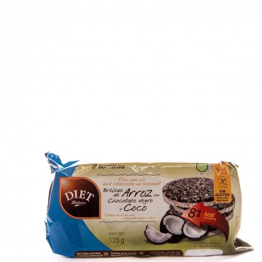 Galetes d'arròs amb xocolata i coco, 135 g. Diat Radisson