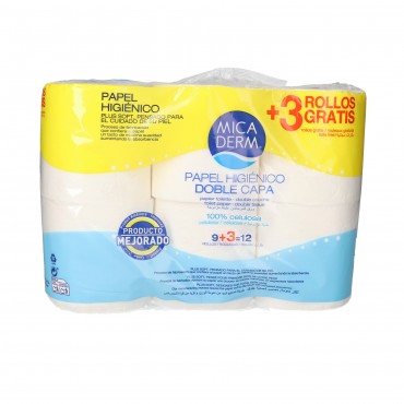 Paper higiènic de 2 capes, 9 + 3 unitats. Micaderm