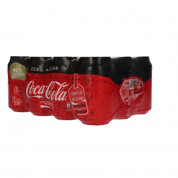Boisson au cola en canette zéro, 12 unités de 33 cl. Coca Cola