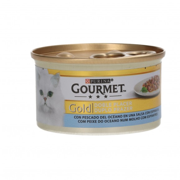 Aliment pour chat au poisson et aux épinards, 85 g. Gourmet Gold