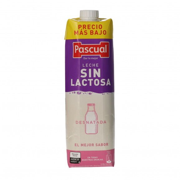 Leche desnatada sin lactosa, 1 l. Pascual