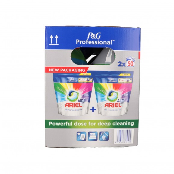 Detergent color en càpsules 3 en 1, 2 unitats de 50. Ariel