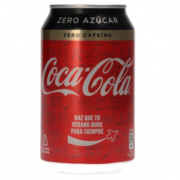 Refresc de cola zero sense cafeïna en llauna, 33 cl. Coca Cola