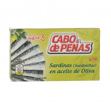 Sardinetes en oli d'oliva, 6/10 peces 85 g. Cabo de Peñas