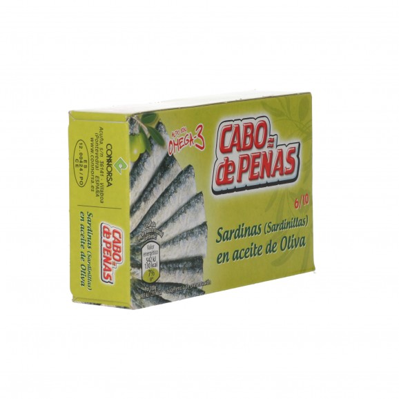 Sardinillas en aceite de oliva, 6/10 piezas 85 g. Cabo de Peñas