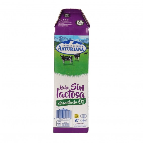 Lait écrémé 0 % sans lactose, 1 l. Central Lechera Asturiana