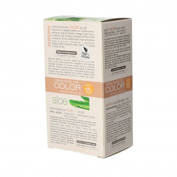 Crema facial de aloe vera con color, 50 ml. Babaria