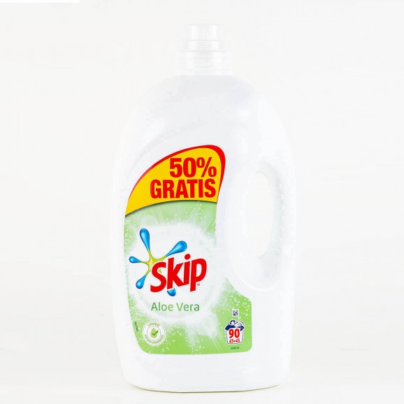 Detergente líquido de aloe vera 90 lavados, 4,5 l. Skip