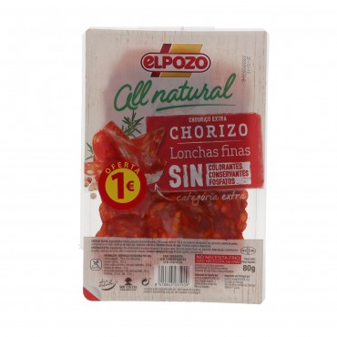 Chorizo Nobleza extra en lonchas, 70 g. El Pozo