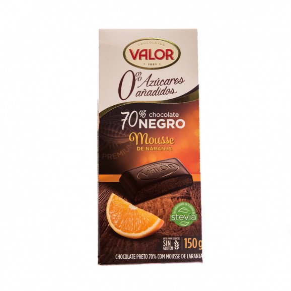 Xocolata farcida de mousse de taronja sense sucre, 150 g. Valor