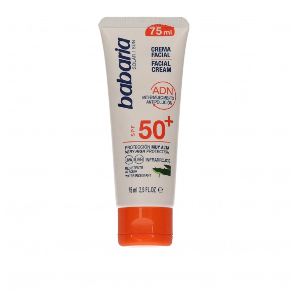 Crème solaire pour le visage à l'aloe vera SFP50+, 75 ml. Babaria