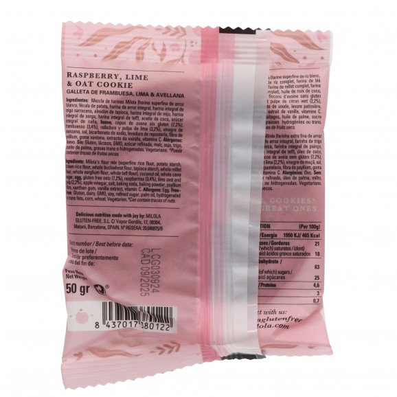 MILOLA COOKIE FRAMBUESA LIMA 50G