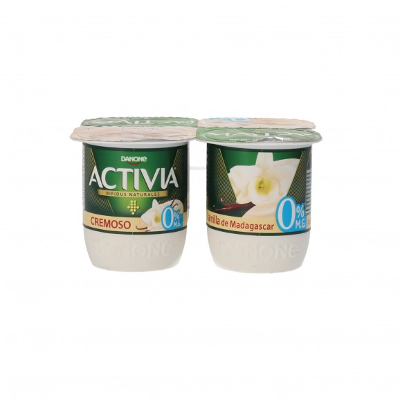 Iogurt Activia 0 % de vainilla, 4 unitats. Danone