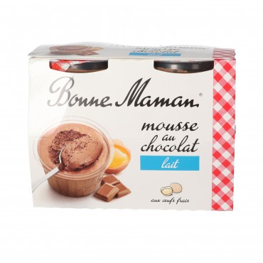 Mousse au chocolat au lait, 4 unités de 50 g. Bonne Maman
